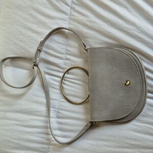 Anthropologie Gray Crossbody Metal Ring Bag